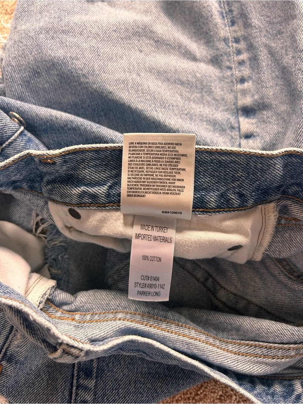 AGOLDE Parker Long High-Rise Distressed Denim Shorts